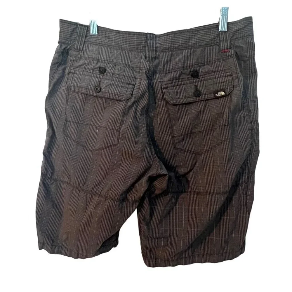 The North‎ Face Men's Gray Plaid Striped Chino Shorts Size 36 Outdoor Casual